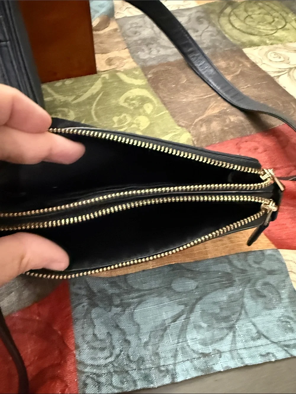 COACH Black Pebbled Leather Zip Wristlet with Tag